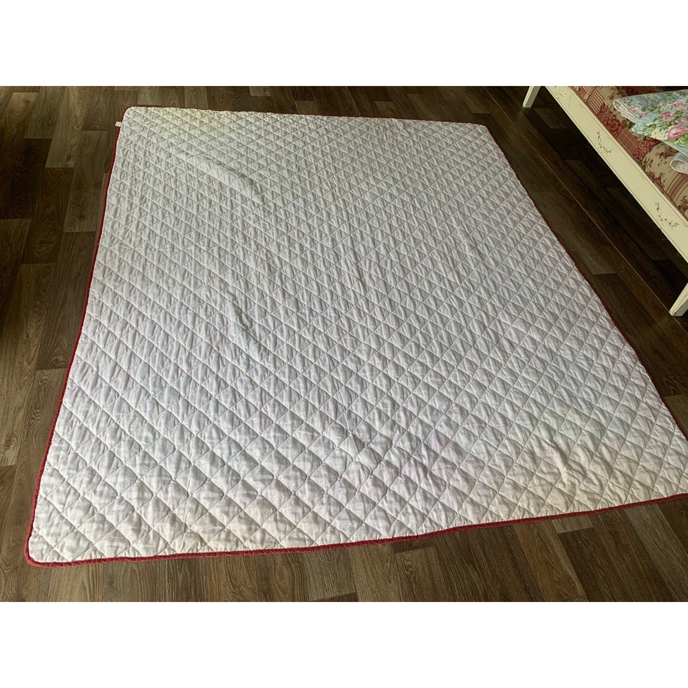 Vintage Walmart Star Patchwork Quilt Red Blue Green Floral Polka Dot Bedspread - Picture 4 of 12